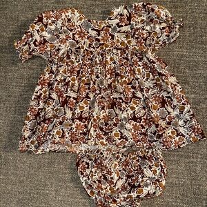Rylee + Cru Floral Dress Set - Brown, Cream, and Gray